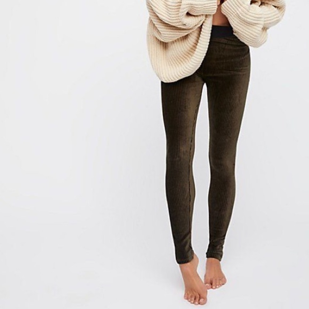 Free People Here We Go High Waist Velvet Striped Leggings